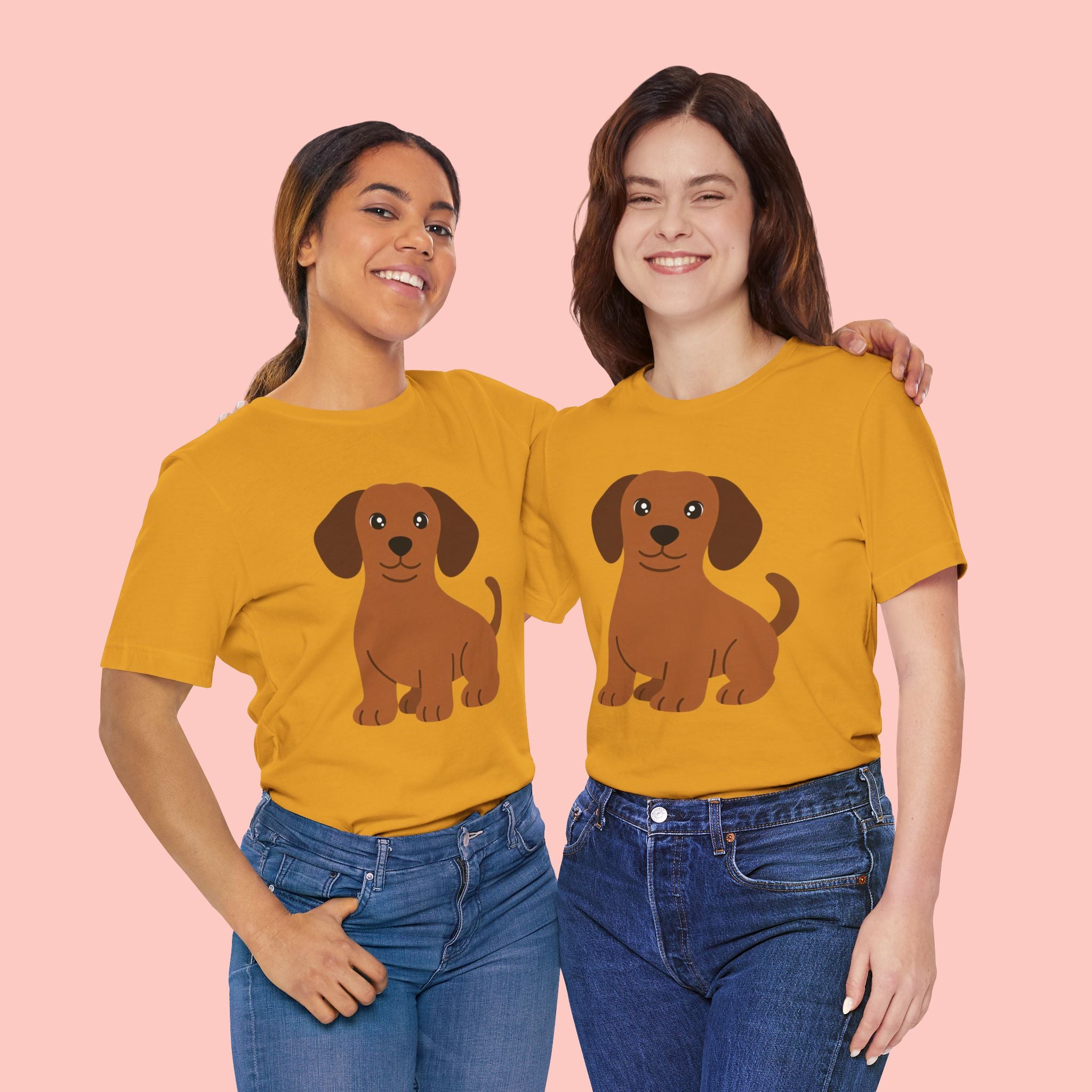 Dachshund Puppy Graphic T-Shirt — Cute Brown Dog Tee