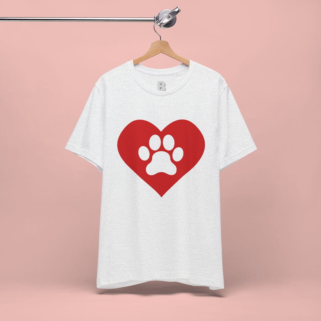 Pet Lover T-Shirt — Red Heart Paw Print Tee