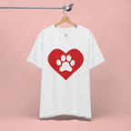 Pet Lover T-Shirt — Red Heart Paw Print Tee
