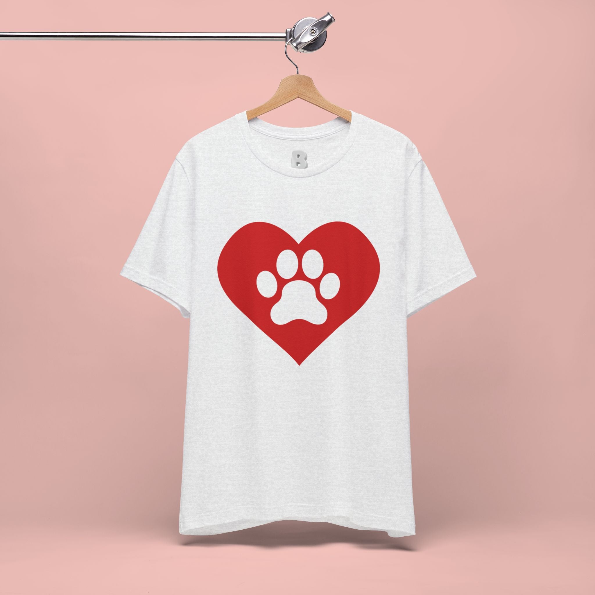 Pet Lover T-Shirt — Red Heart Paw Print Tee