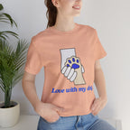Dog Lover T-Shirt — "Love with my dog." Paw Print Graphic