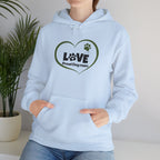 Dog Mom Heart Hoodie – "Love Proud Dog Mom" Paw Print Sweatshirt
