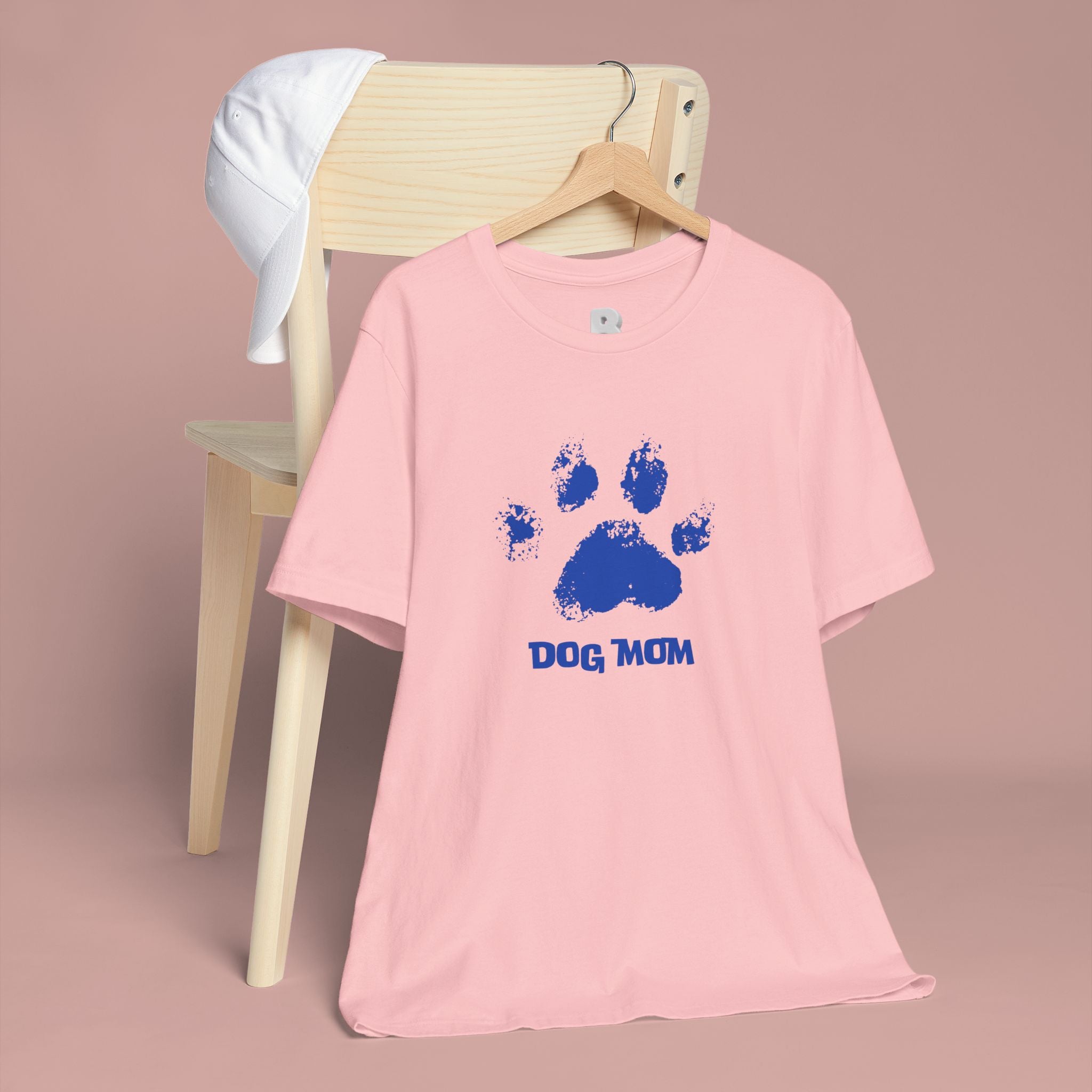 Dog Mom Paw Print T-Shirt — Distressed Blue Design