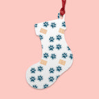 Bell Wooden Ornament with Paw Print & Bandage Pattern — Pet Memorial Holiday Decoration