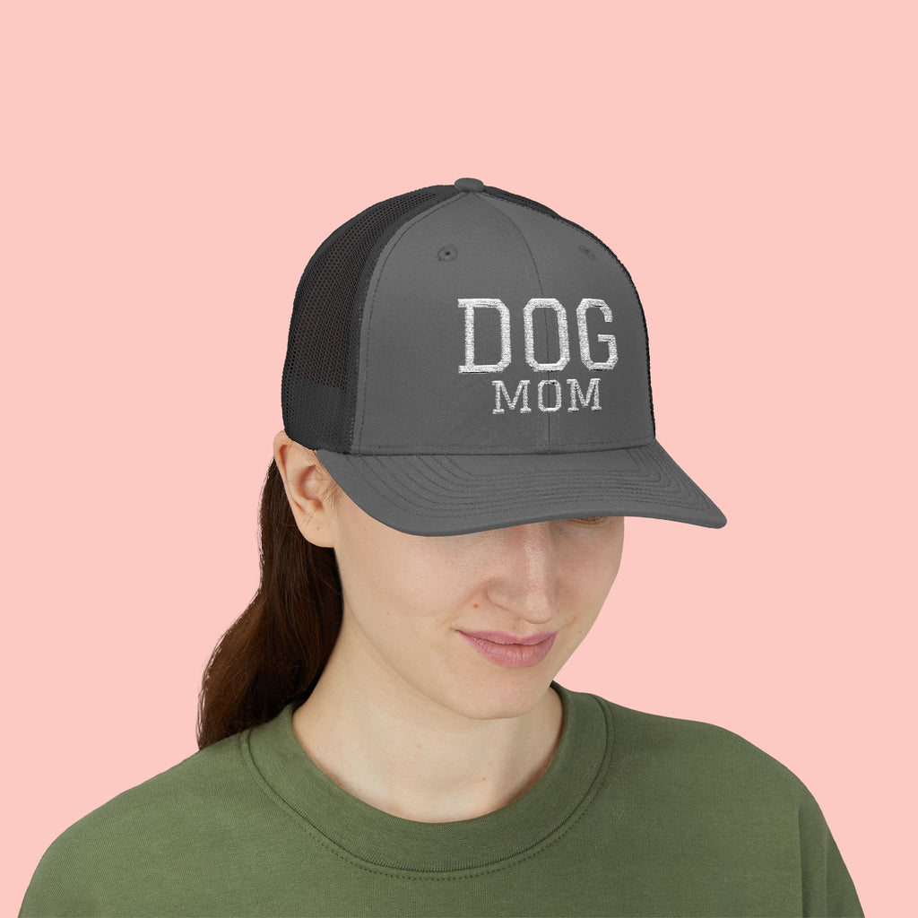Dog Mom Trucker Cap — Rhinestone Lettering Snapback Hat