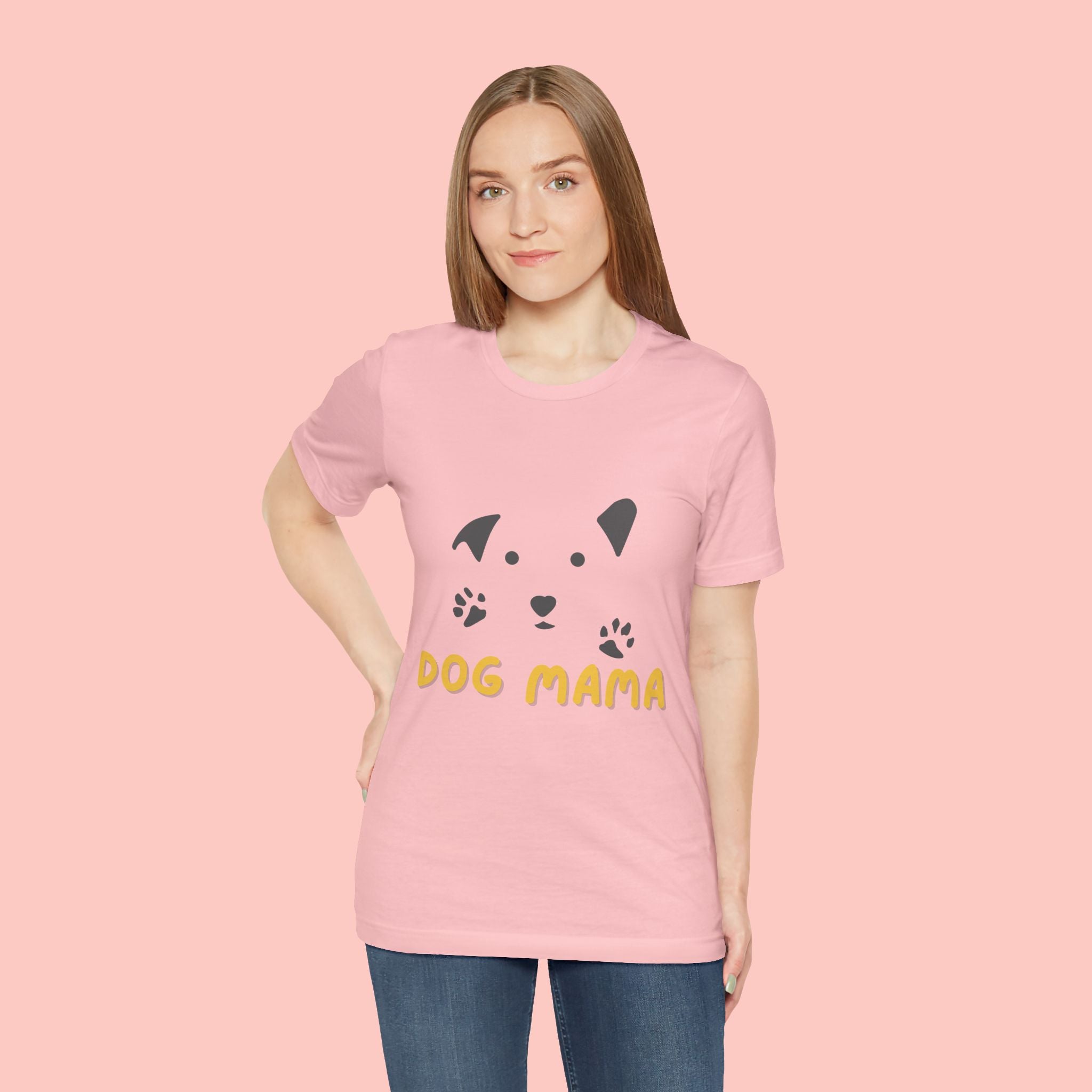 Dog Mama Graphic Tee — Cute Paw Print Dog Face T-Shirt for Dog Lovers