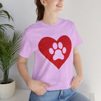 Pet Lover T-Shirt — Red Heart Paw Print Tee