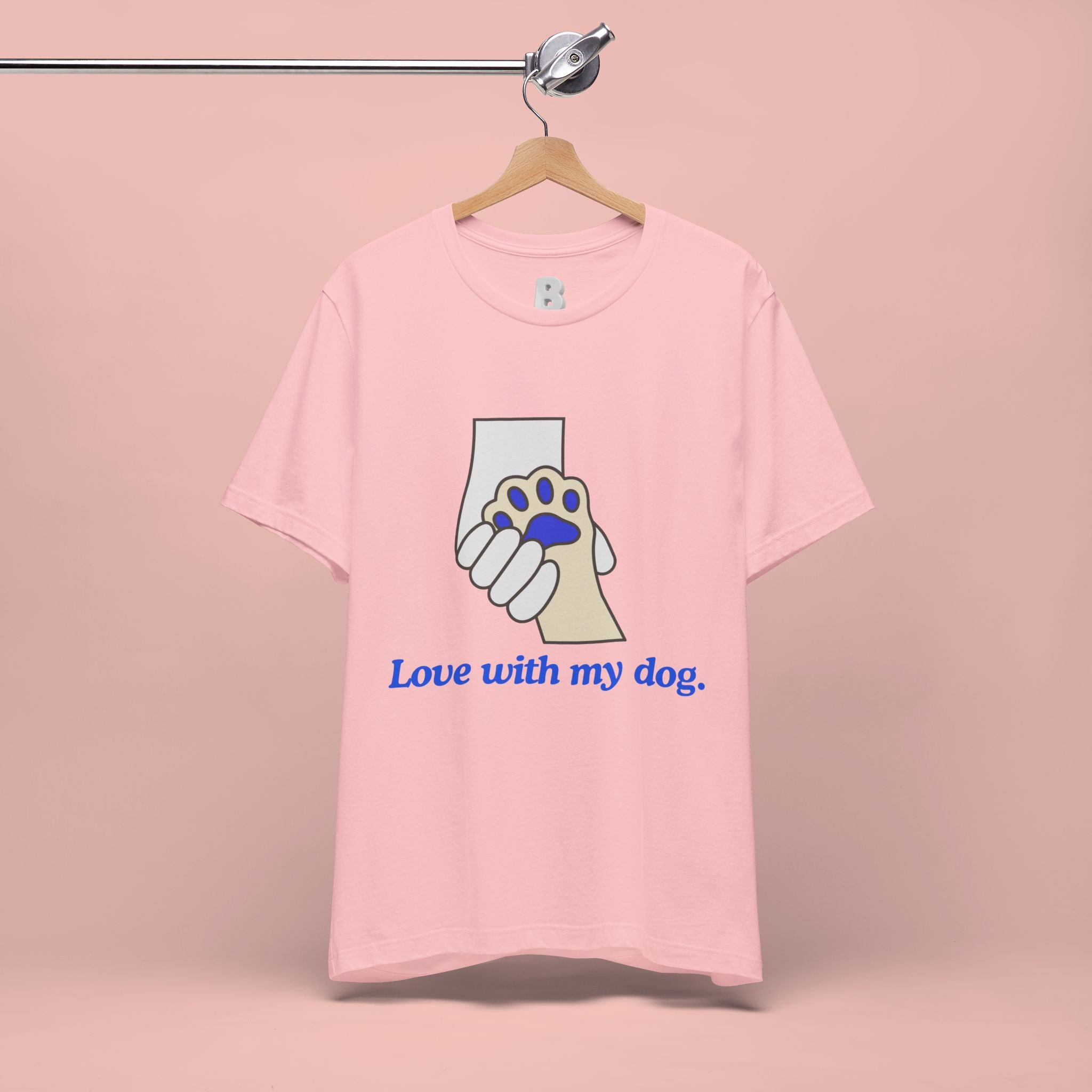 Dog Lover T-Shirt — "Love with my dog." Paw Print Graphic