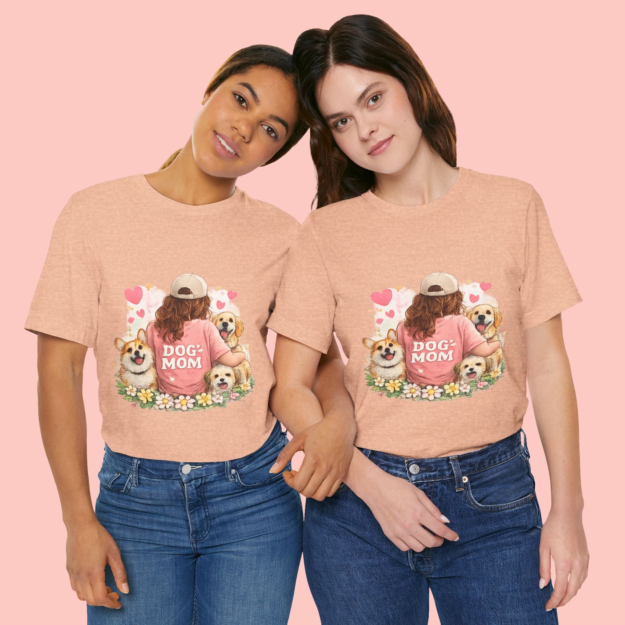 Dog Mom T-Shirt - Cute Woman with Dogs Graphic Tee