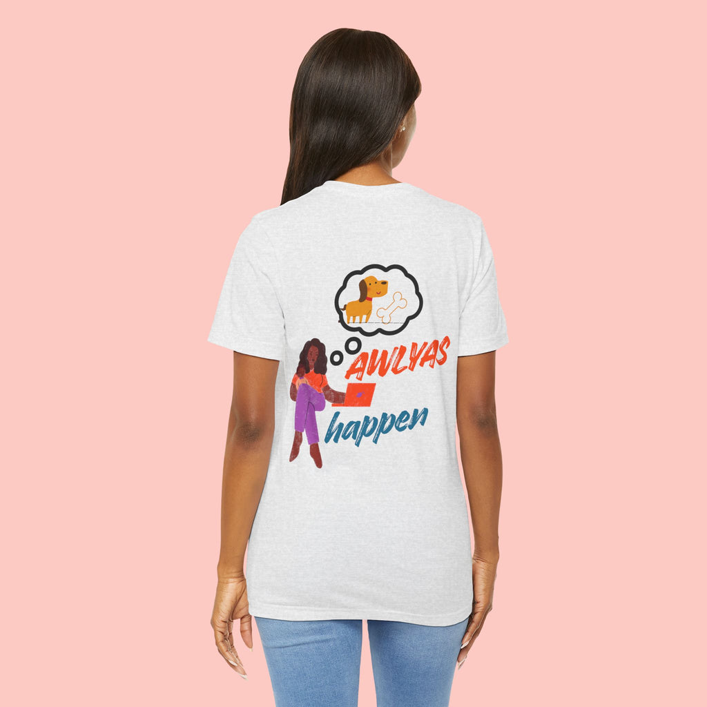 T‑Shirt — "Always Happen" Graphic Tee with Woman & Thought Bubble