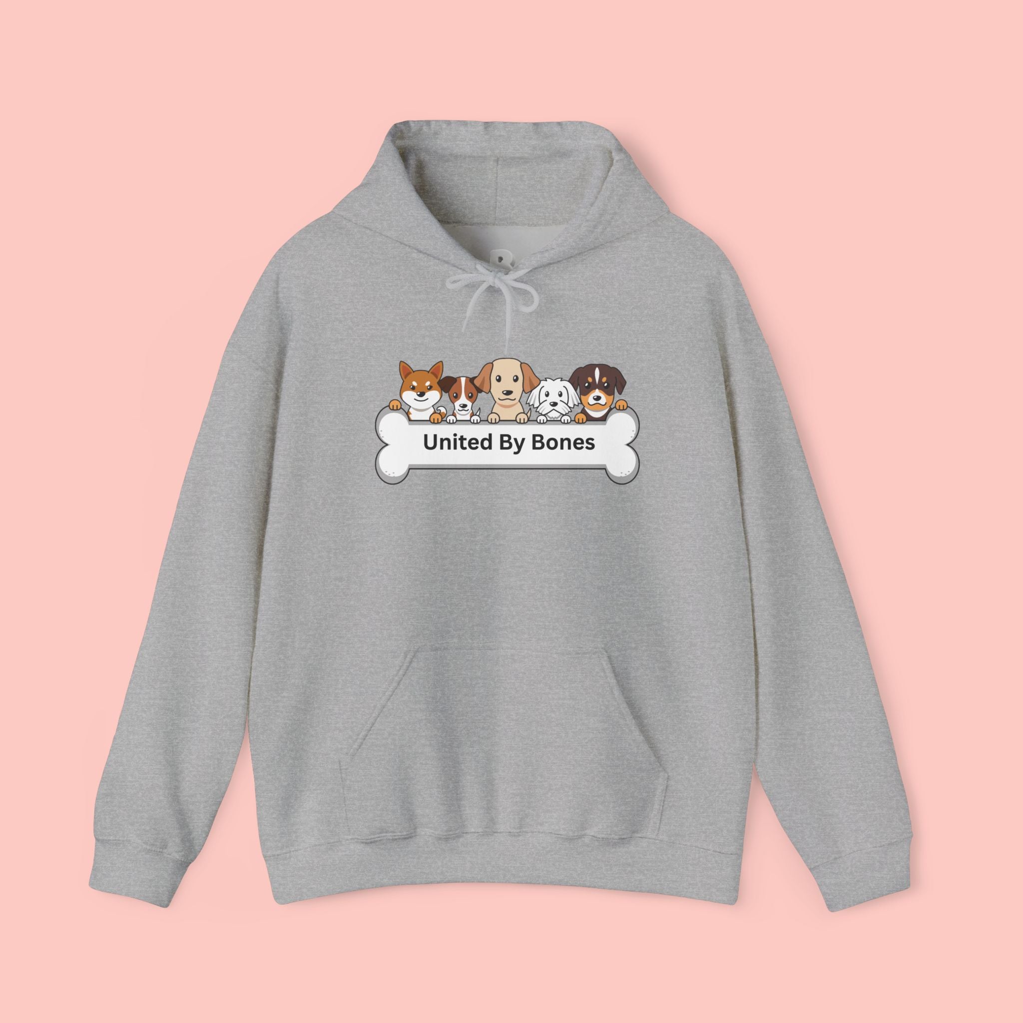 United By Bones Hoodie — Cute Cartoon Dogs Paw Bone Graphic Sweatshirt