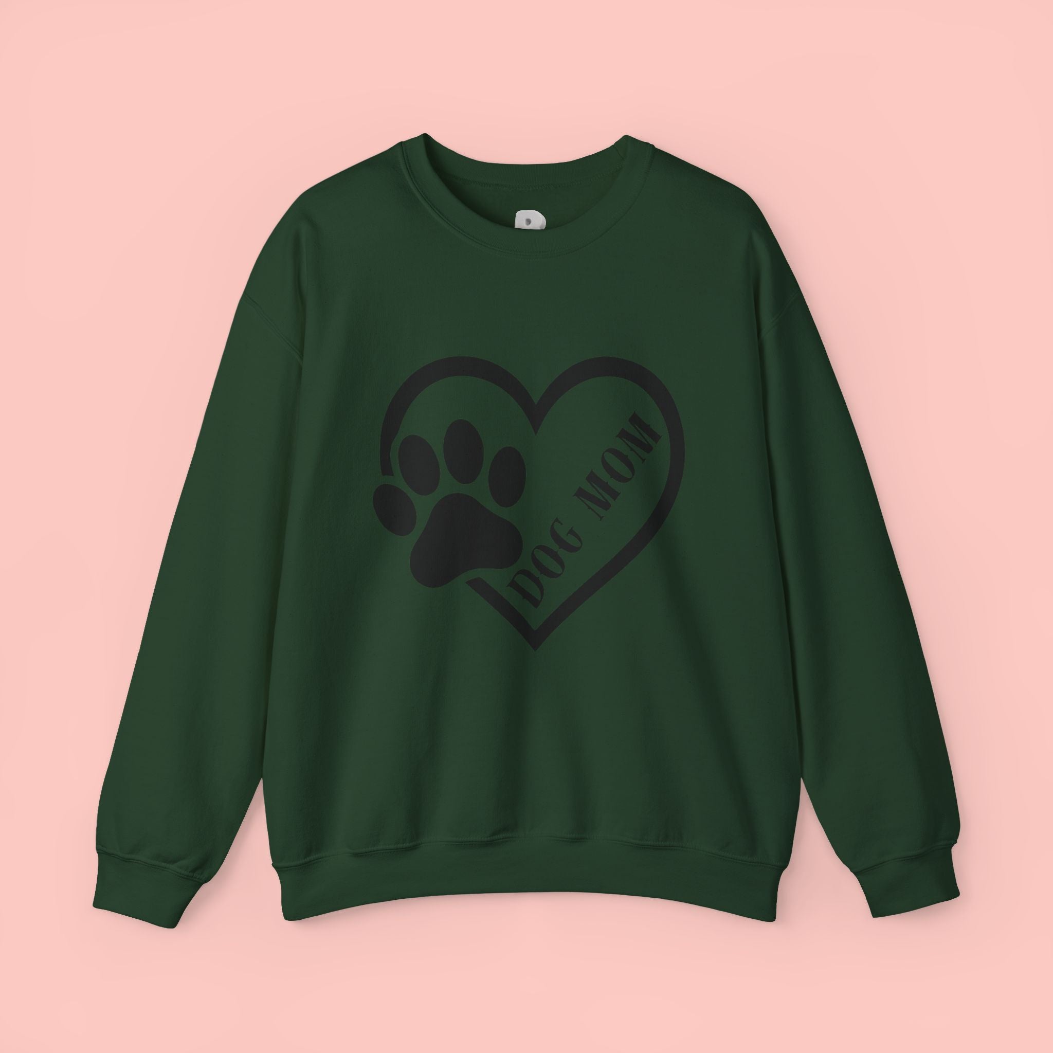 Dog Mom Heart Paw Sweatshirt — Women's Crewneck for Pet Lovers