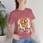 Dog Mom T-Shirt – Cute Golden Retriever Design with Hearts & Paw Prints