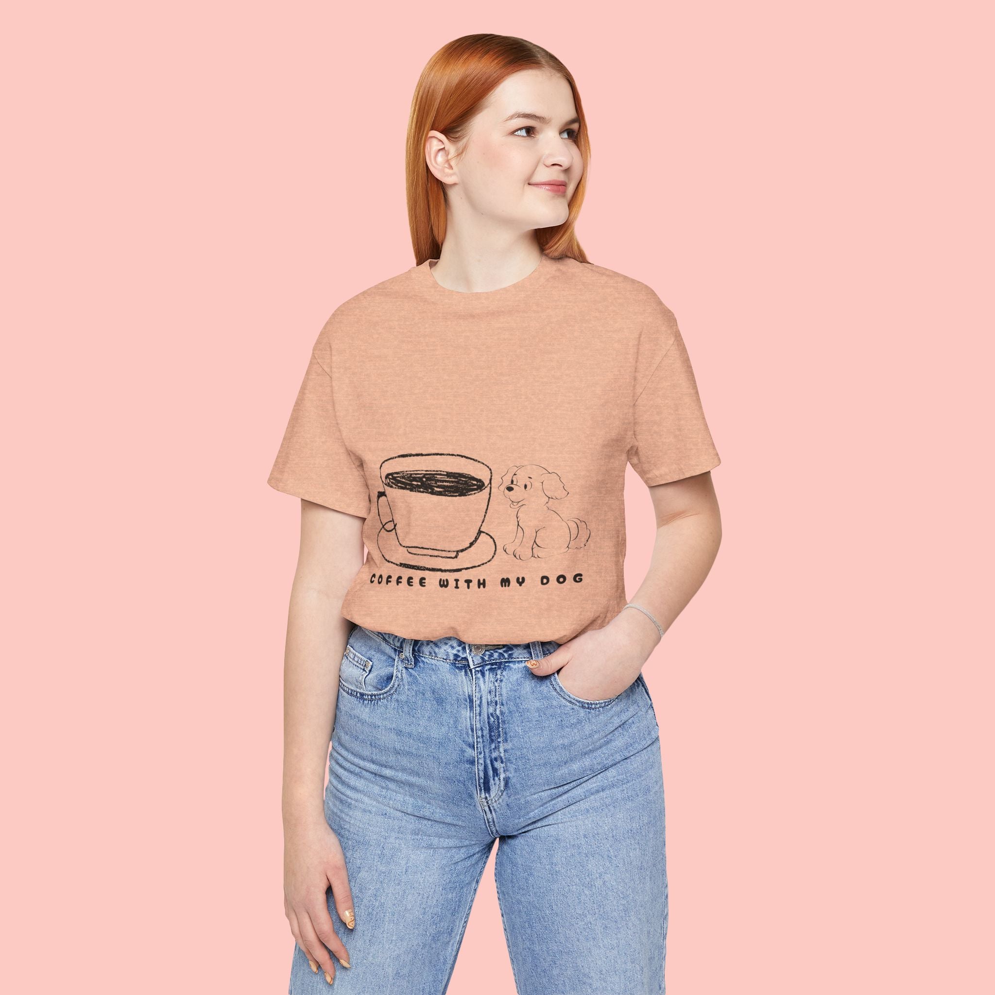 Coffee With My Dog T‑Shirt — Cute Minimalist Dog & Coffee Tee