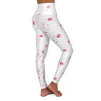 Pink Paw Print High-Waisted Yoga Leggings — Cute Cat/Dog Pet Pattern