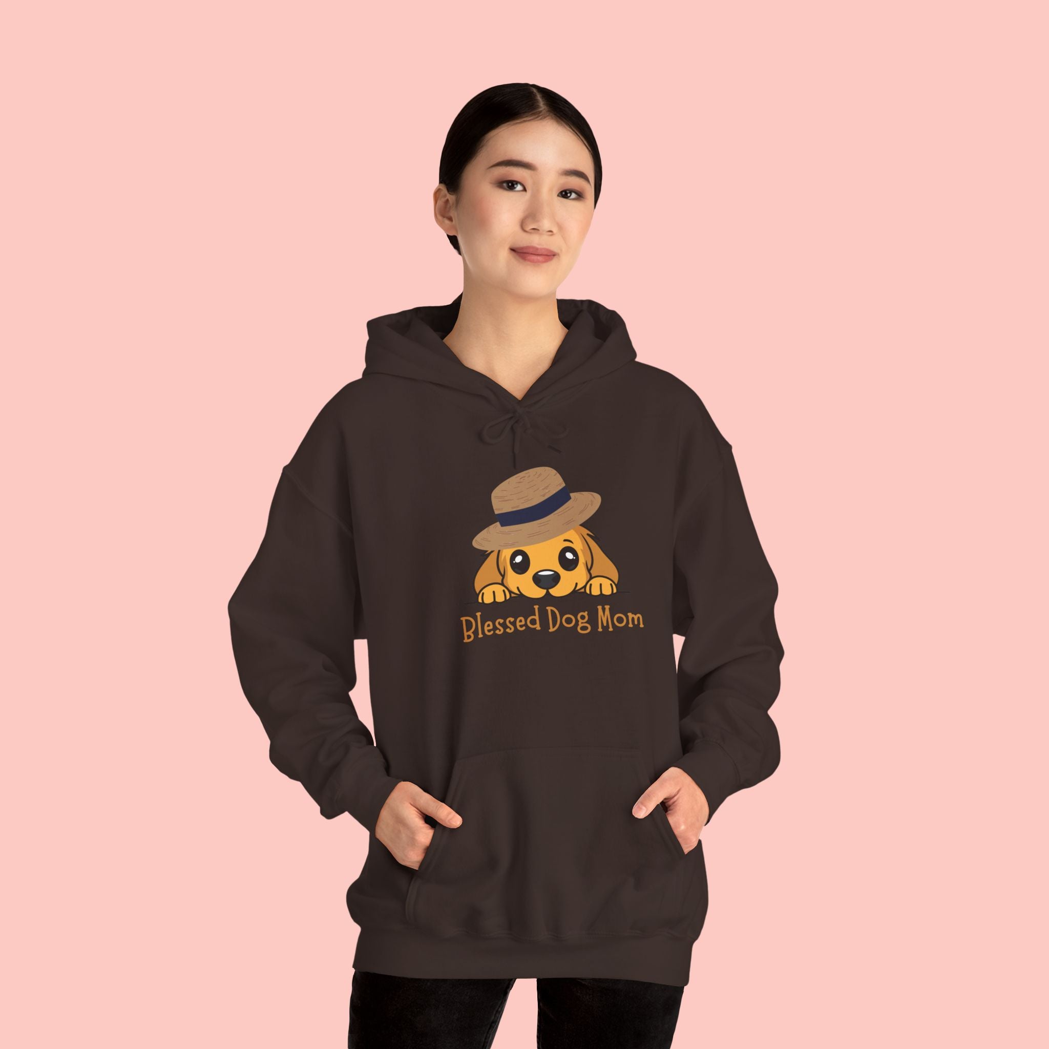 Dog Mom Hoodie - "Blessed Dog Mom" Cute Puppy Hat Sweatshirt