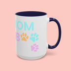 Dog Mom Club Accent Coffee Mug – Colorful Paw Print 11/15oz