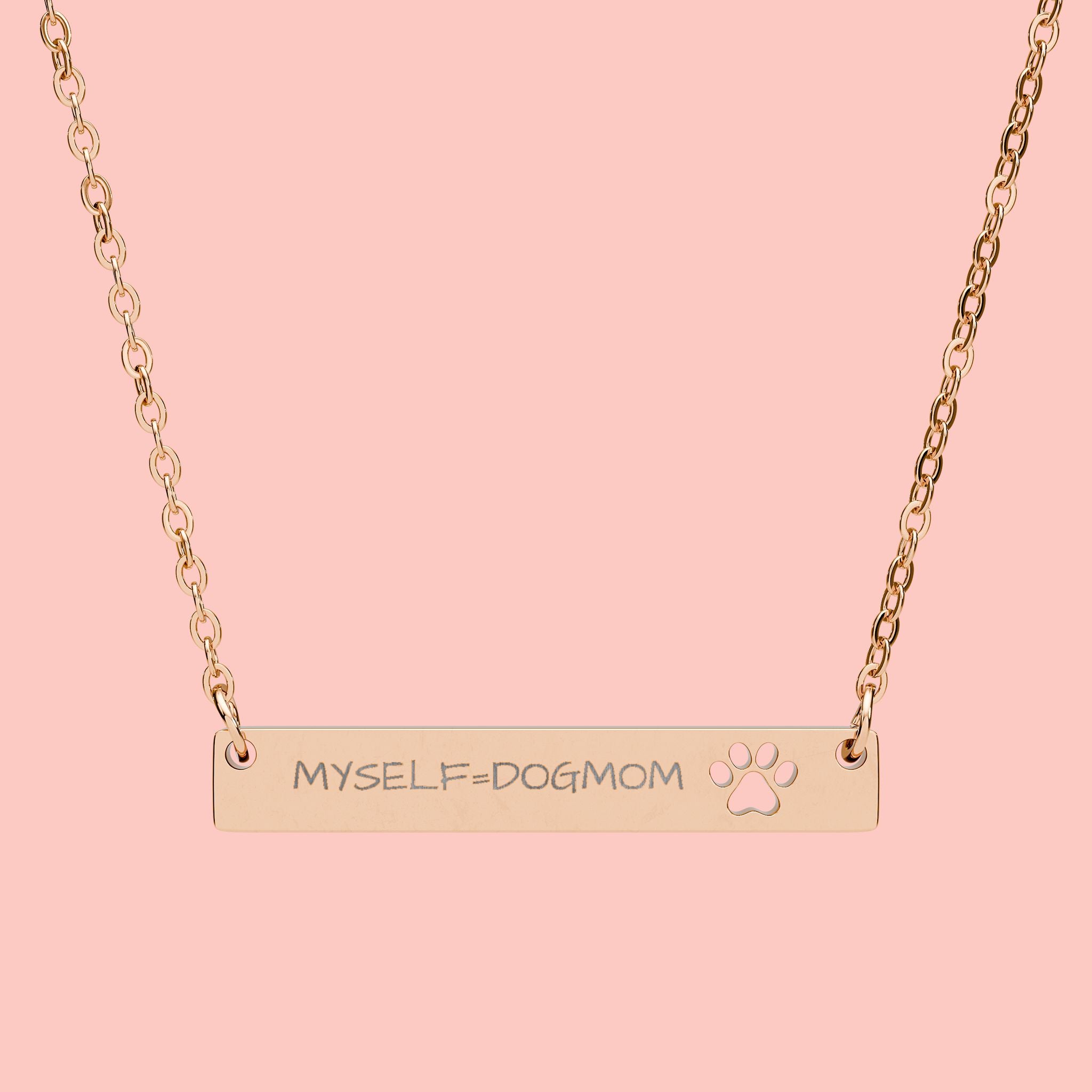 Engraved Paw Bar Necklace — Personalized Dog Mom Jewelry