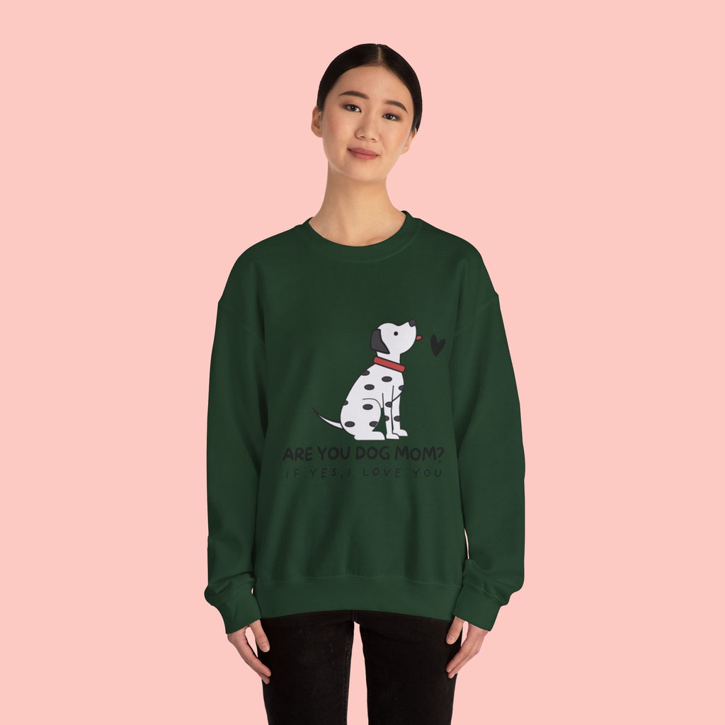 Are You Dog Mom? Cute Dalmatian Crewneck Sweatshirt for Dog Lovers