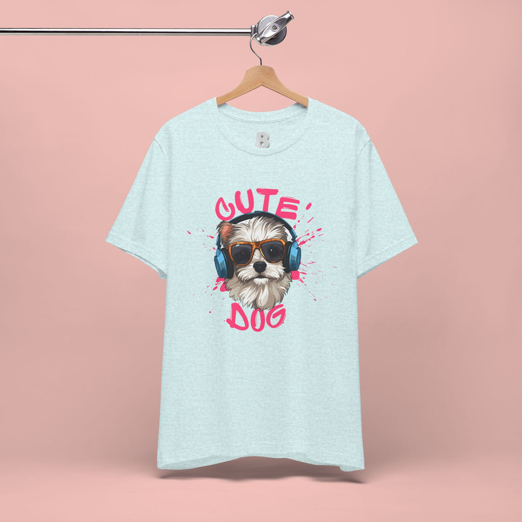 Cute Dog Tee — Headphones Puppy Graphic T-Shirt