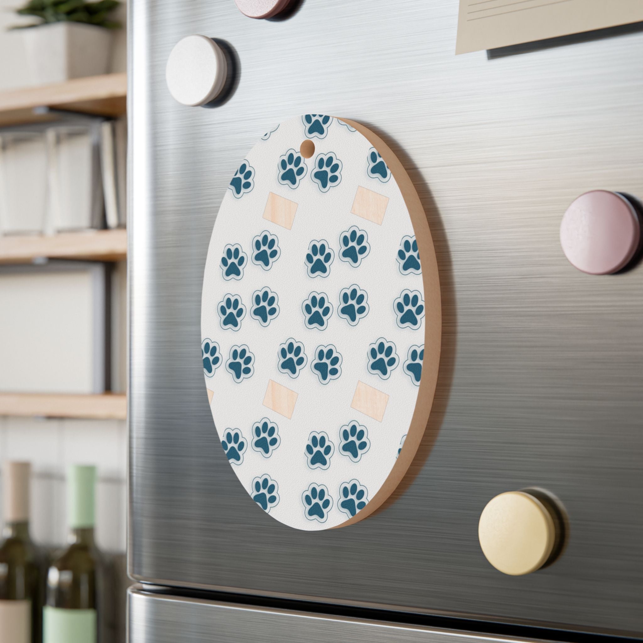 Bell Wooden Ornament with Paw Print & Bandage Pattern — Pet Memorial Holiday Decoration