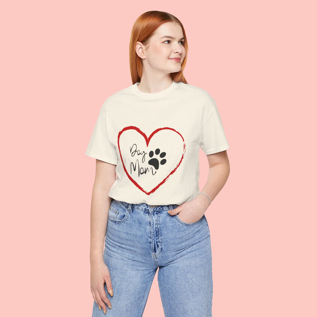 Dog Mom Heart Paw T‑Shirt