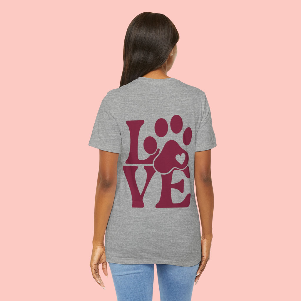 Dog Paw "LOVE" Tee - Pet Lover Graphic T-Shirt