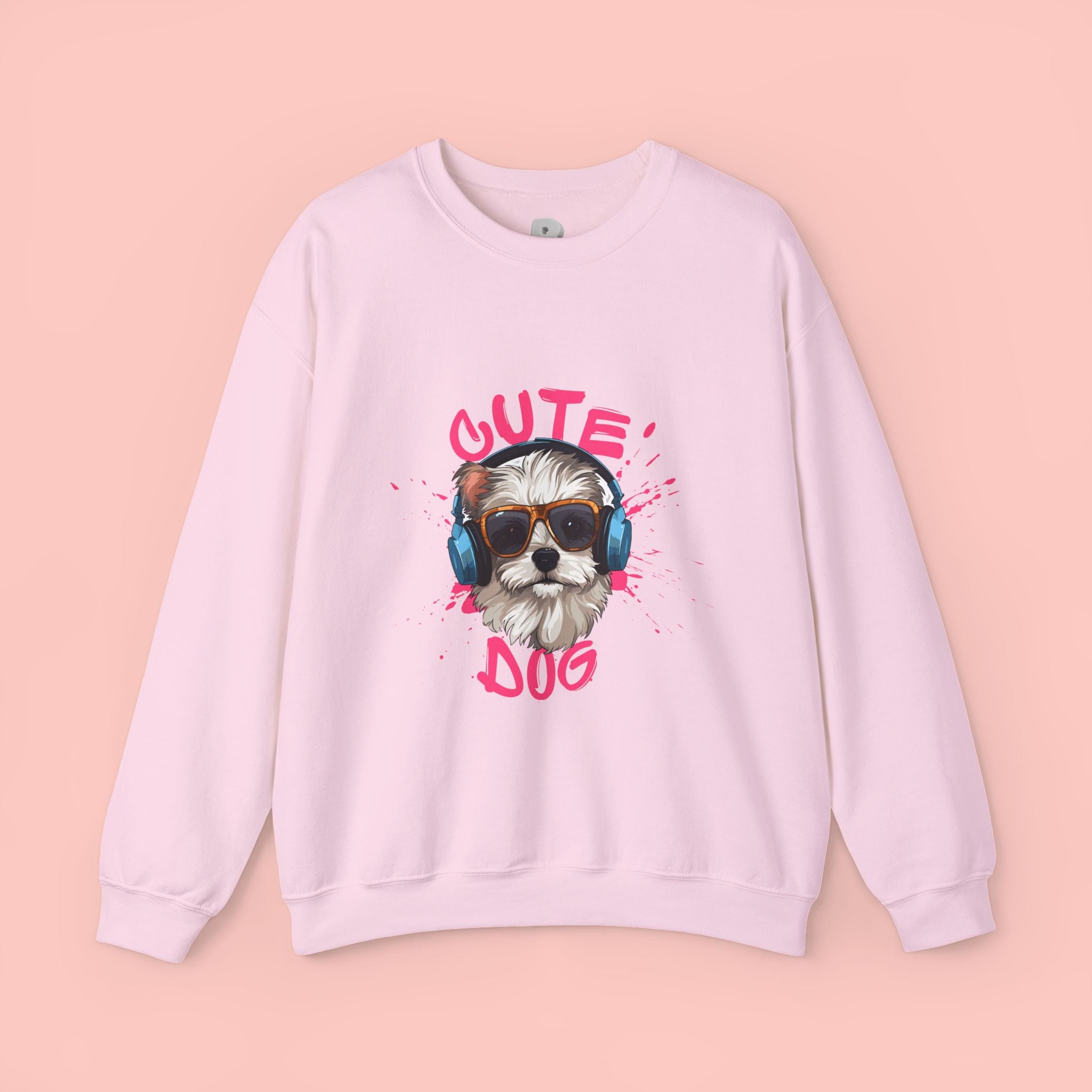 Cute Dog Sweatshirt — Cool Pup with Headphones Graphic Crewneck