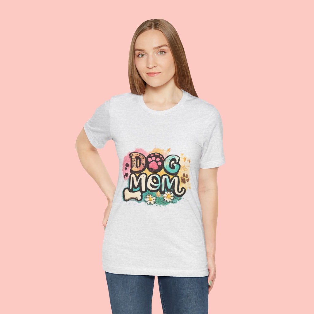 Dog Mom T-Shirt — Colorful Paw Print Graphic Tee for Pet Lovers