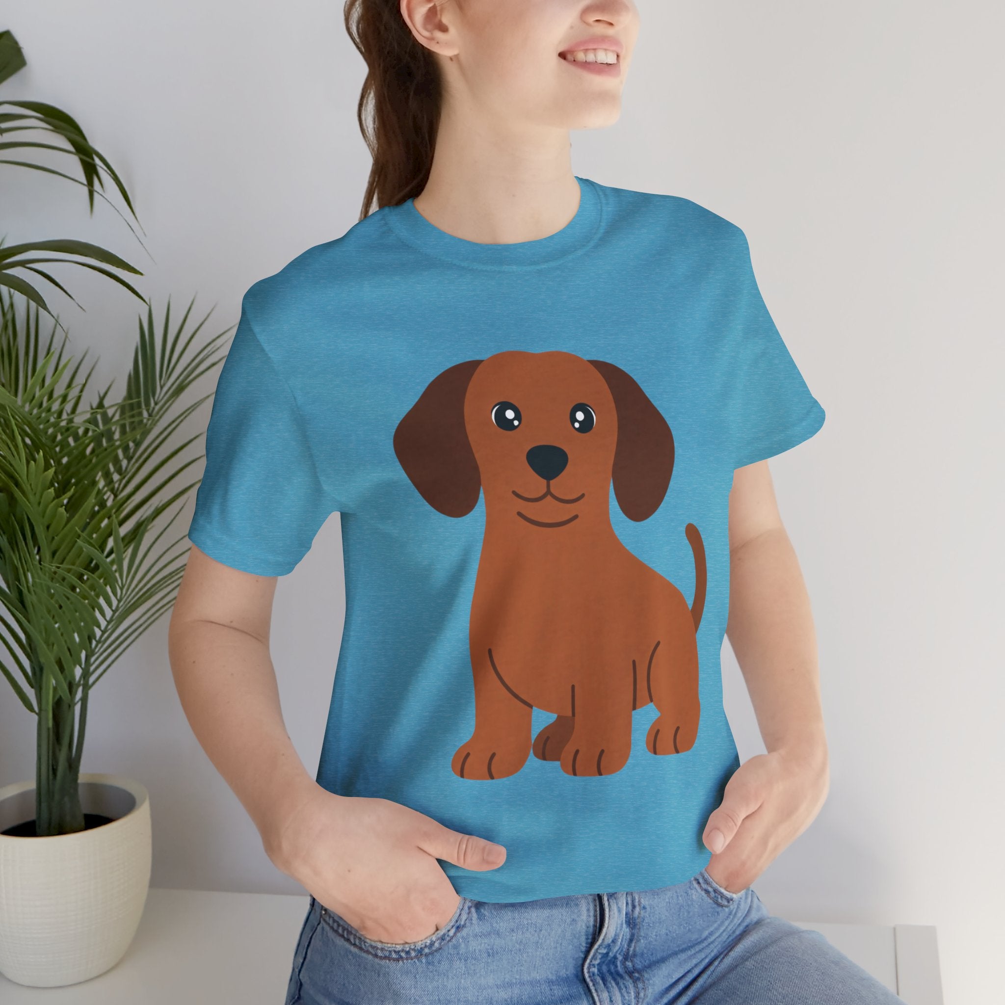 Dachshund Puppy Graphic T-Shirt — Cute Brown Dog Tee