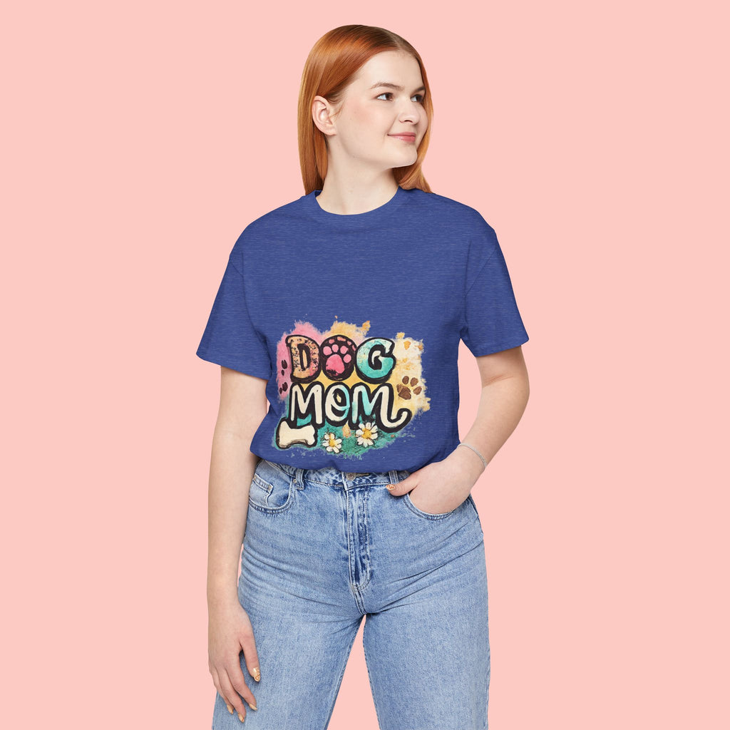 Dog Mom T-Shirt — Colorful Paw Print Graphic Tee for Pet Lovers