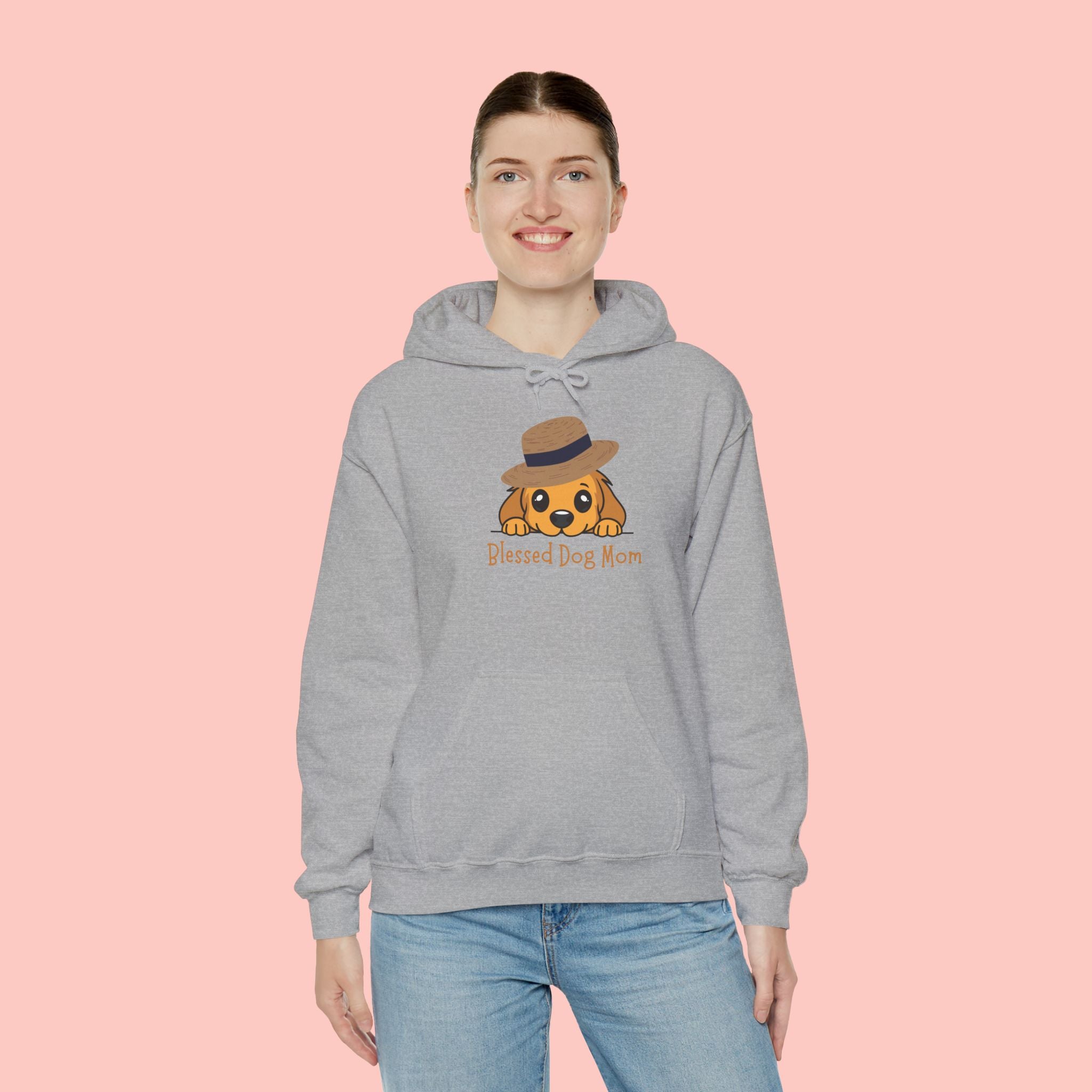 Dog Mom Hoodie - "Blessed Dog Mom" Cute Puppy Hat Sweatshirt