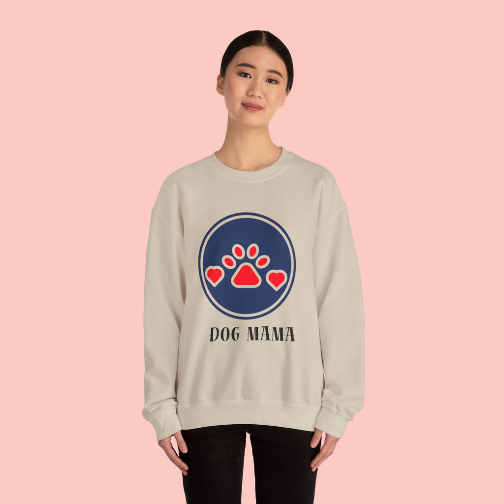 Dog Mama Crewneck Sweatshirt — Paw Print Heart Graphic