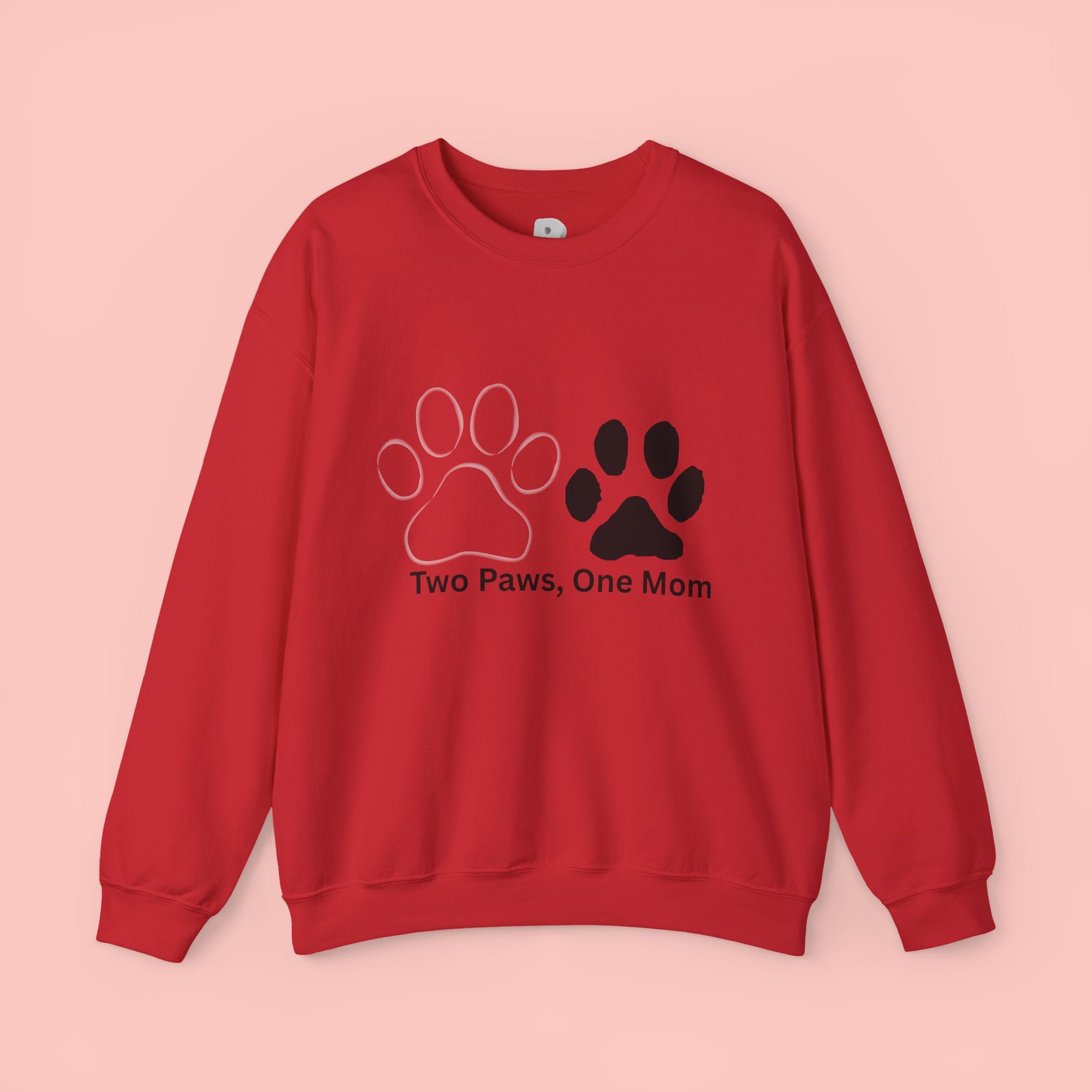 Crewneck Sweatshirt – "Two Paws, One Mom" Paw Print Mom Gift