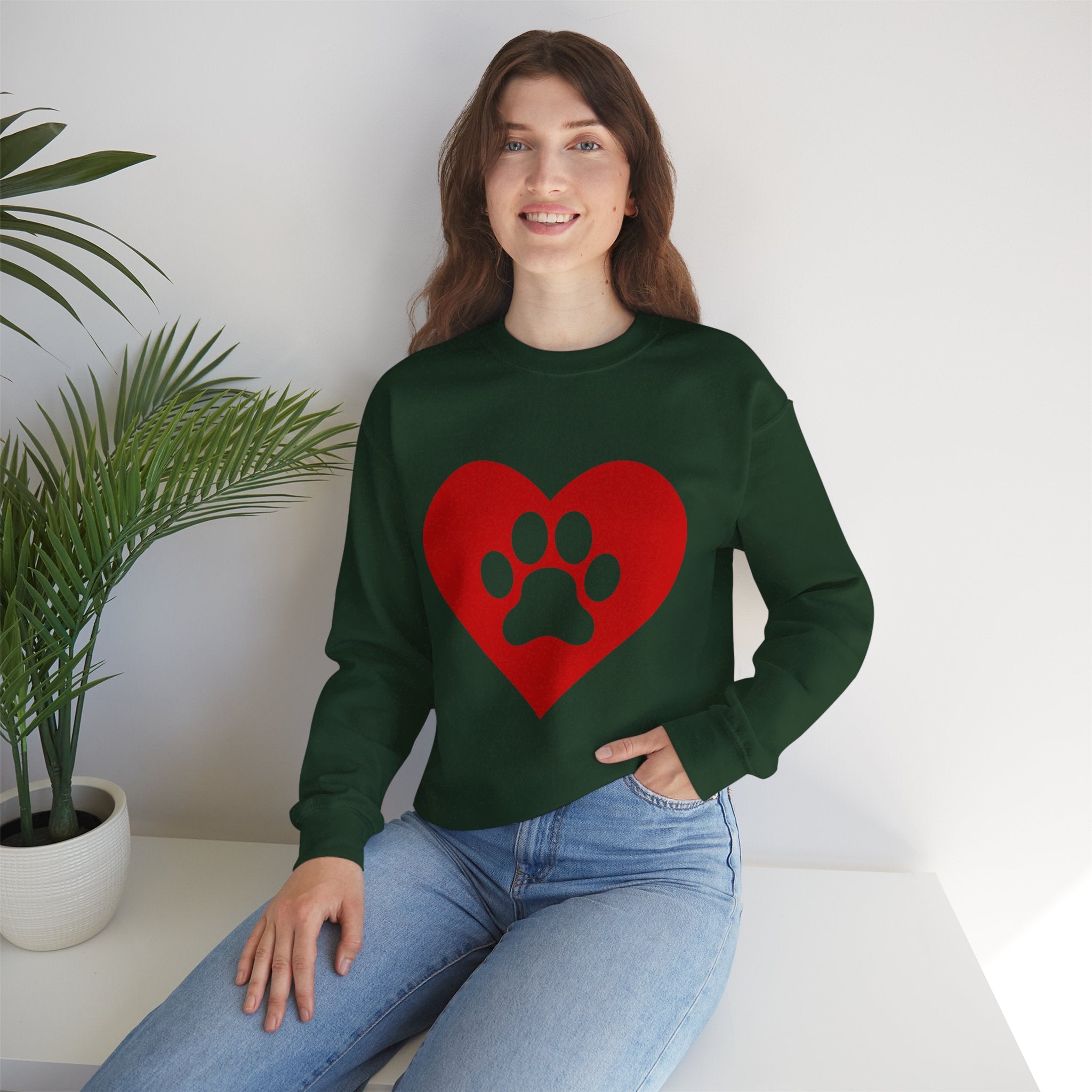 Heart Paw Crewneck Sweatshirt — Cute Pet Lover Pullover