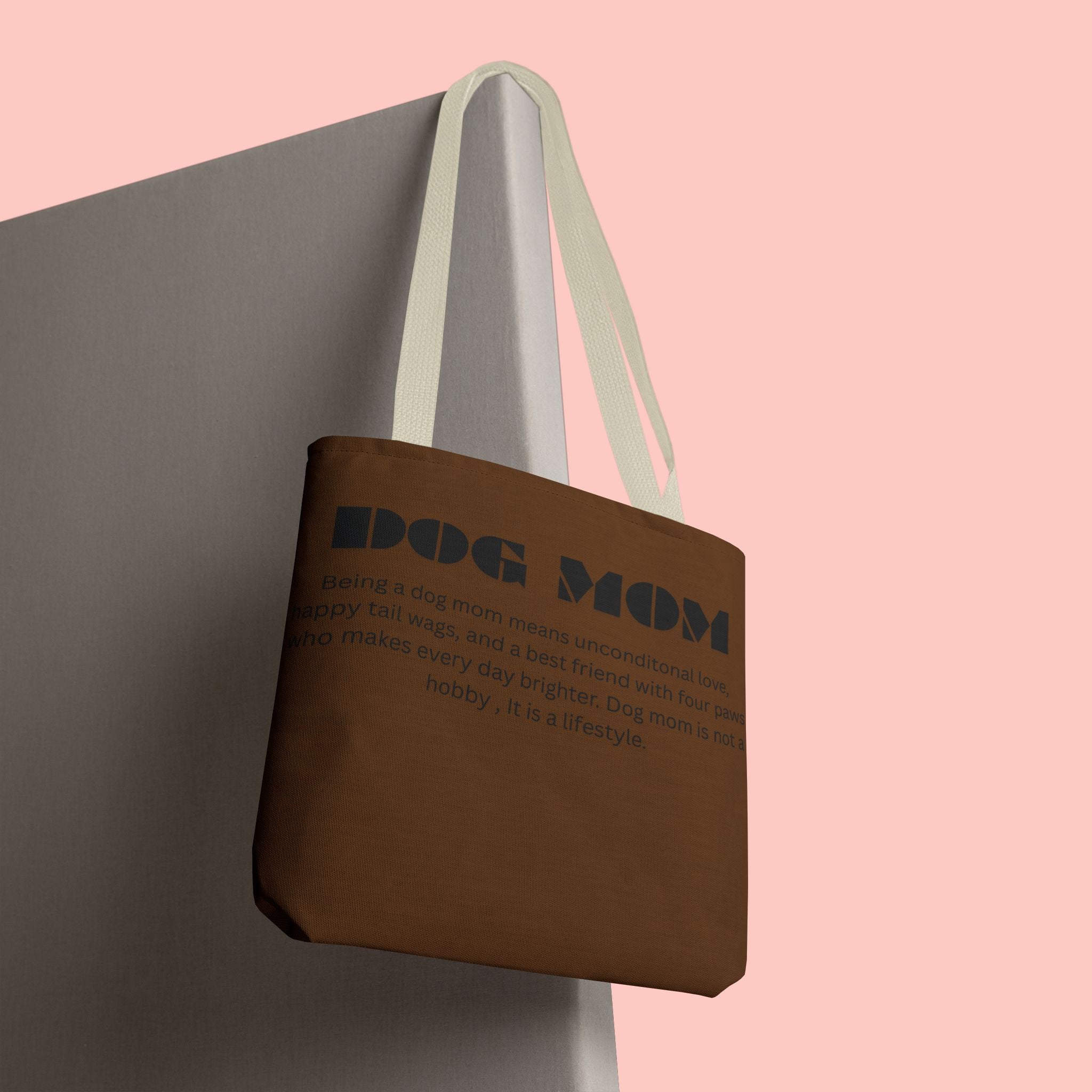 Dog Mom Tote Bag - 'Dog Mom' Printed Canvas Carryall, Gift for Dog Lovers