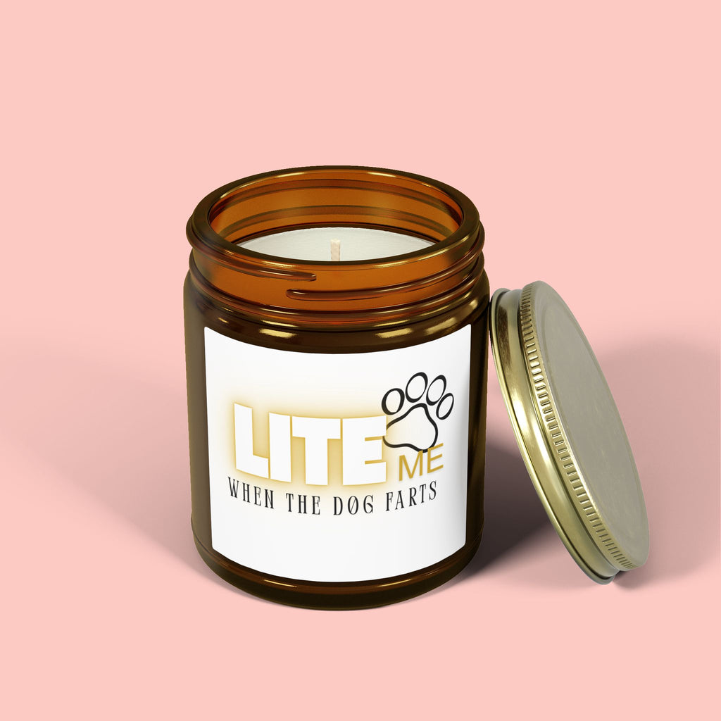Coconut Apricot Scented Candle — "Lite Me When The Dog Farts" (4oz / 9oz)