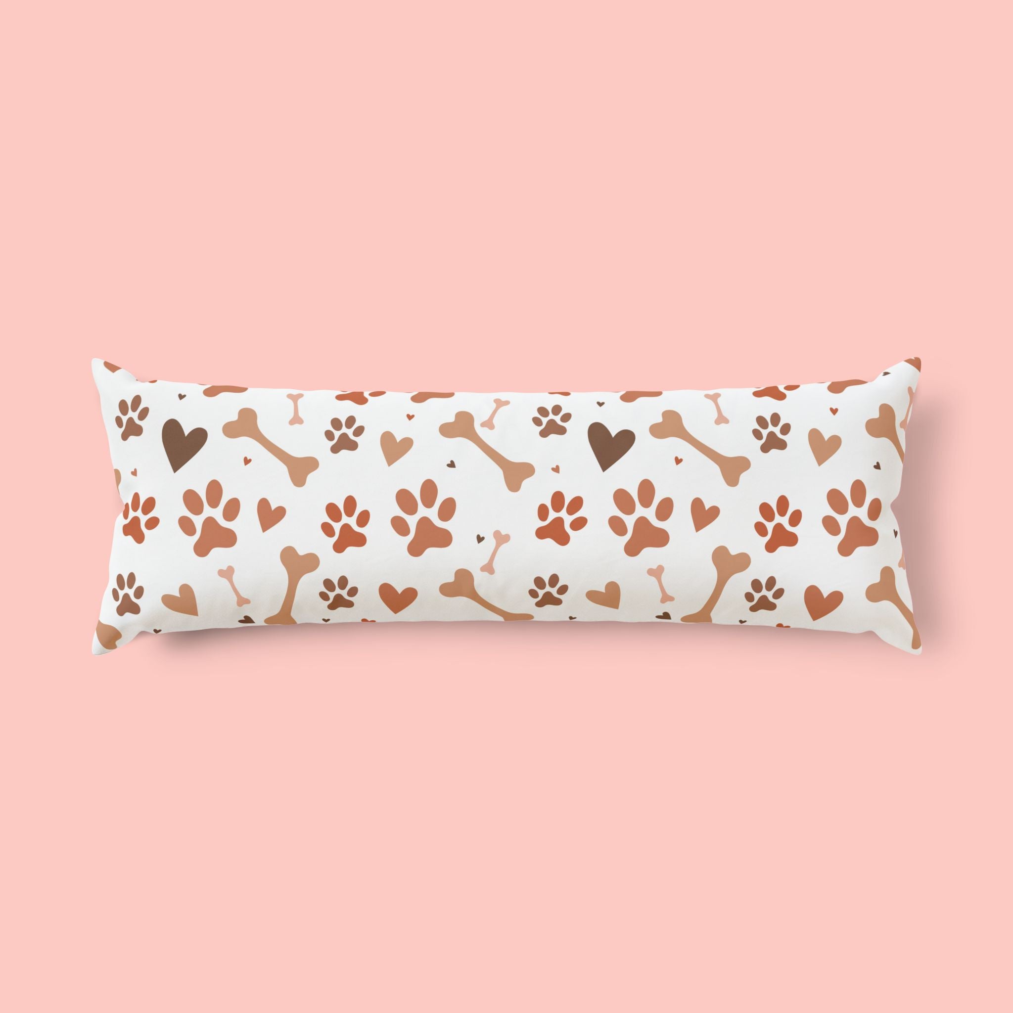 Dog Paw & Bone Pattern Body Pillow — Cute Pet Lover Throw Pillow