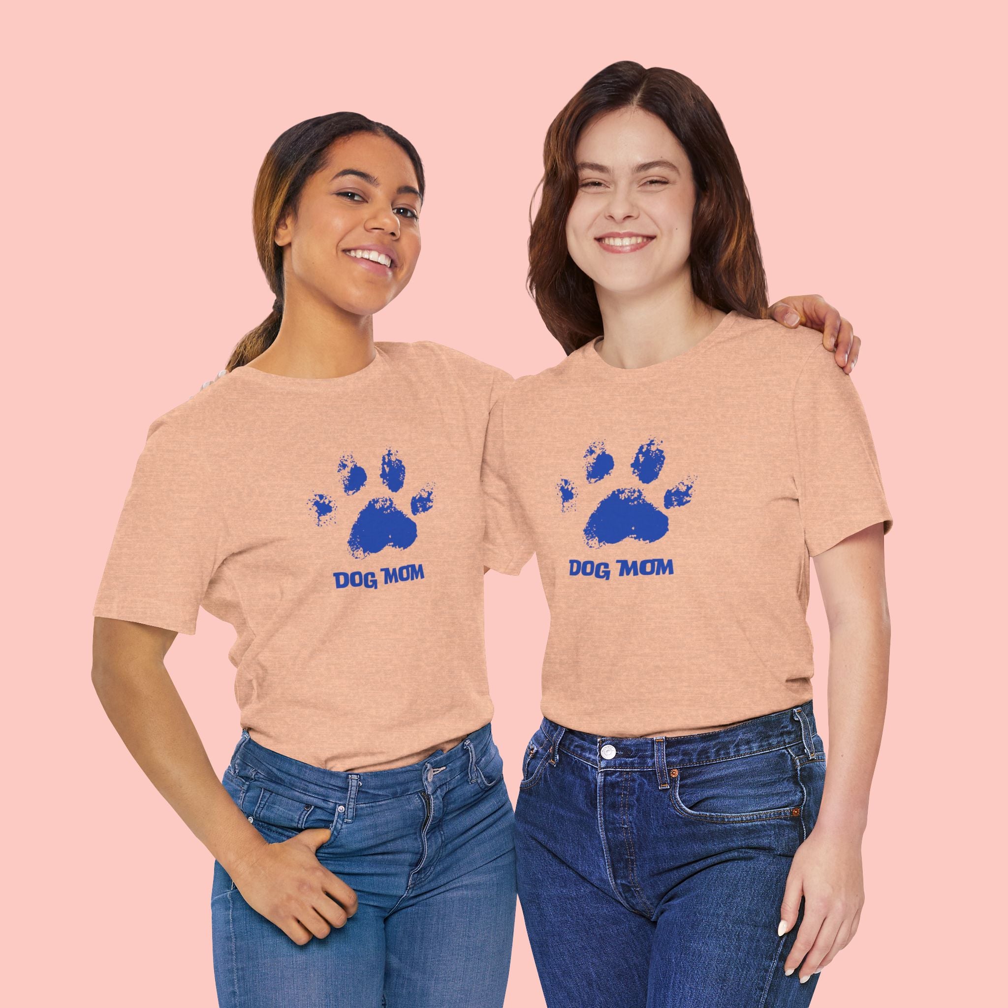 Dog Mom Paw Print T-Shirt — Distressed Blue Design