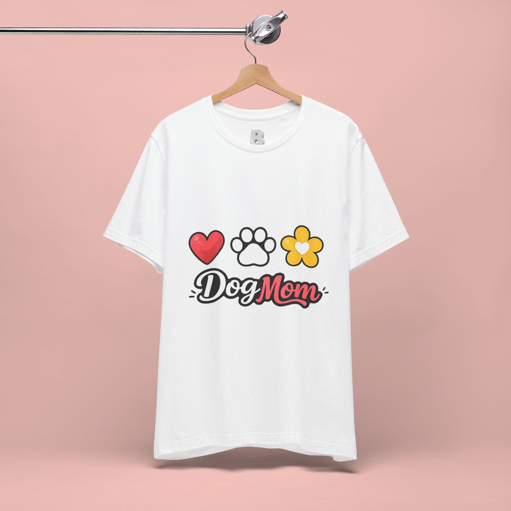 Dog Mom T-Shirt – Heart, Paw & Flower Graphic Tee
