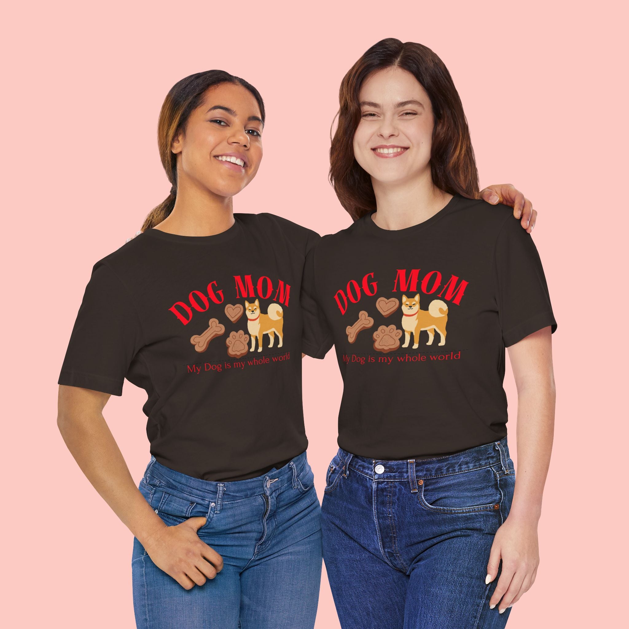 Dog Mom T-Shirt — Cute Shiba & Treats “My Dog Is My Whole World” Tee
