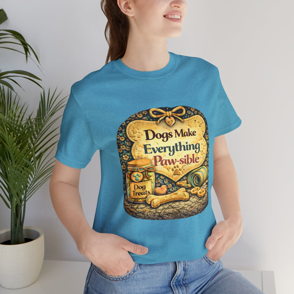 Dog Lover T‑Shirt – "Dogs Make Everything Paw‑sible" Vintage Pet Rescue Tee