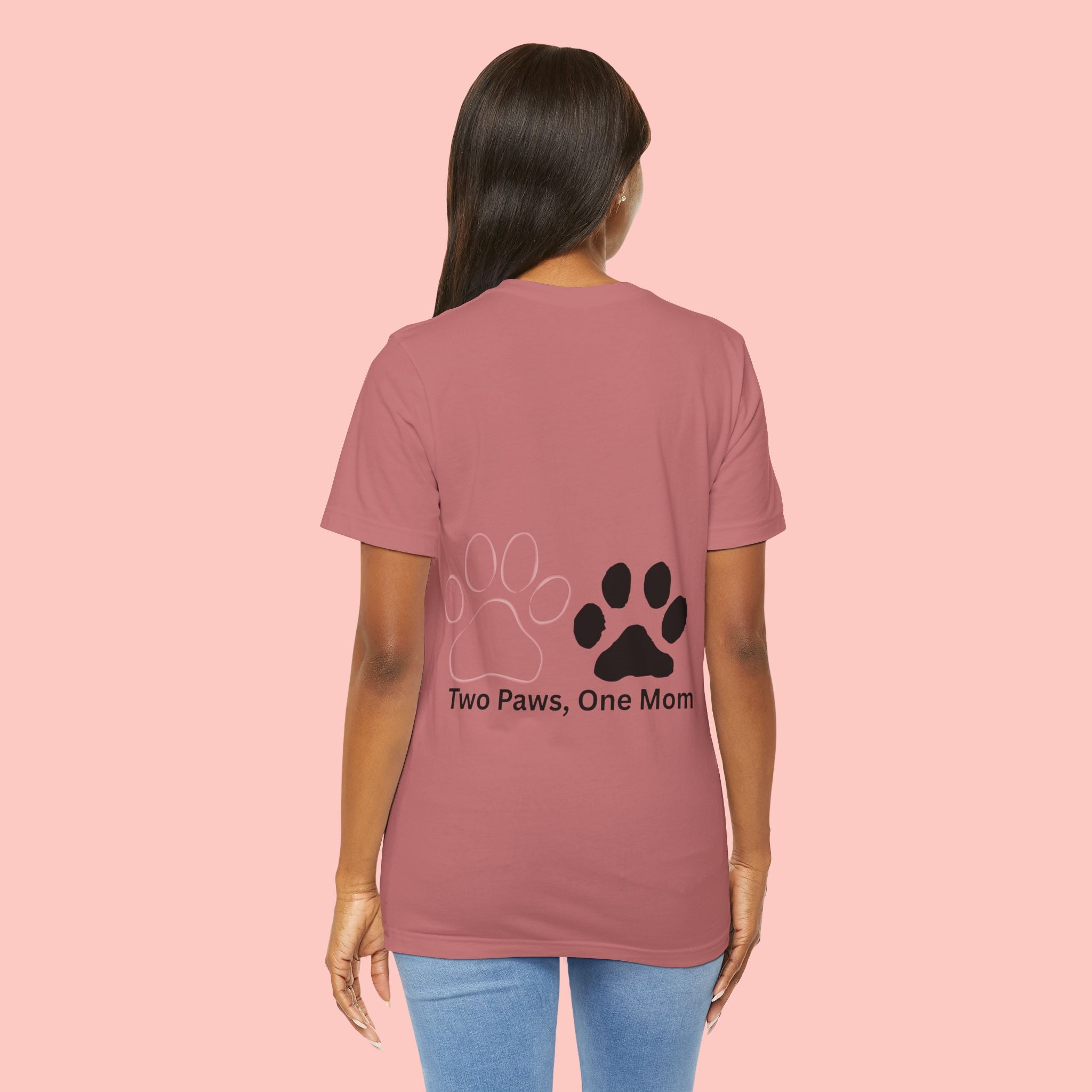 T-Shirt — “Two Paws, One Mom” Paw Print Mom Tee