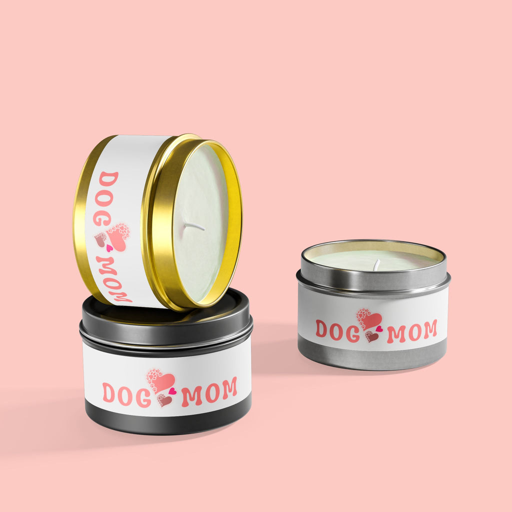 Dog Mom Tin Candle — Heart Paw Scented Travel Candle (Perfect Gift for Dog Lovers)