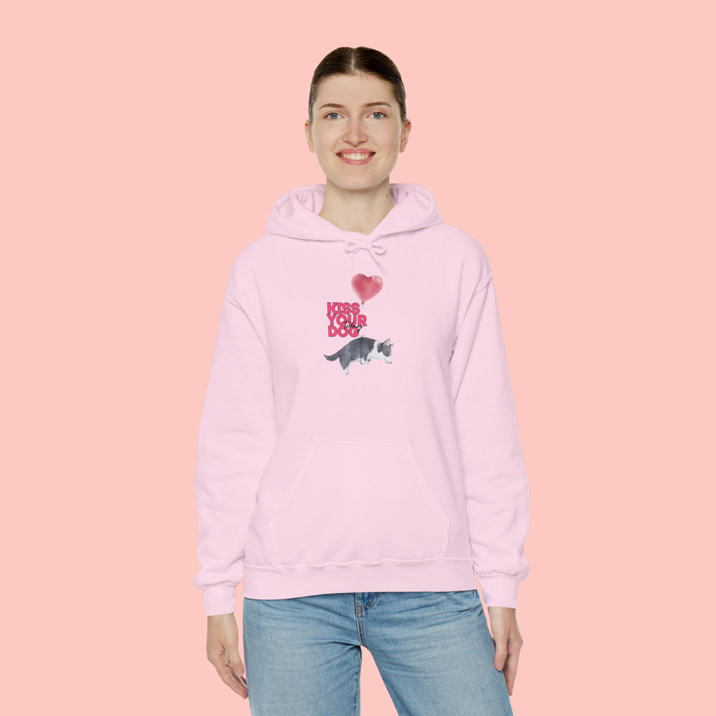 Kiss Your Dog Hoodie — Cute Heart & Dog Graphic Pullover
