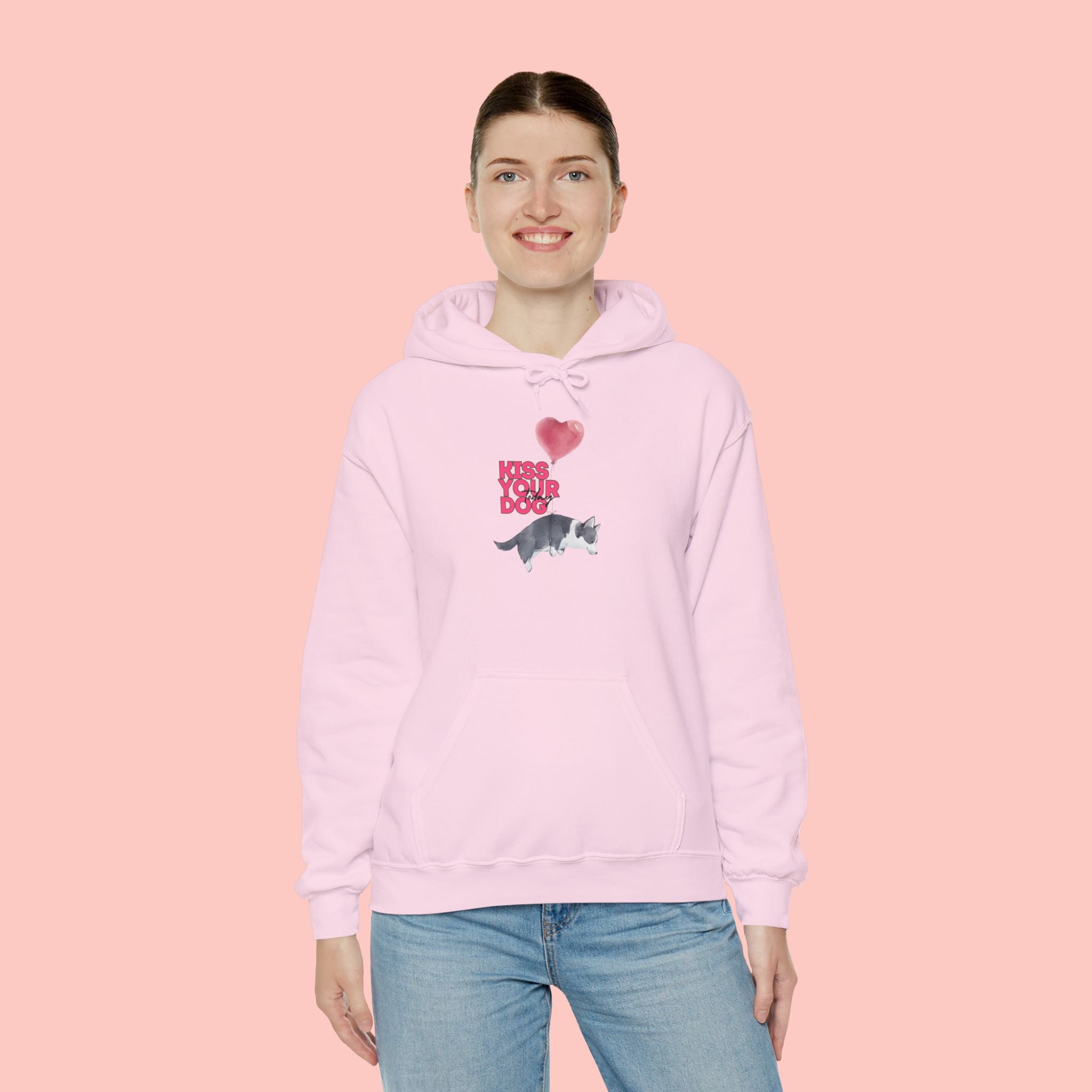 Kiss Your Dog Hoodie — Cute Heart & Dog Graphic Pullover