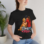 Dog Mom T-Shirt - Cute Woman Hugging Golden Retriever Tee