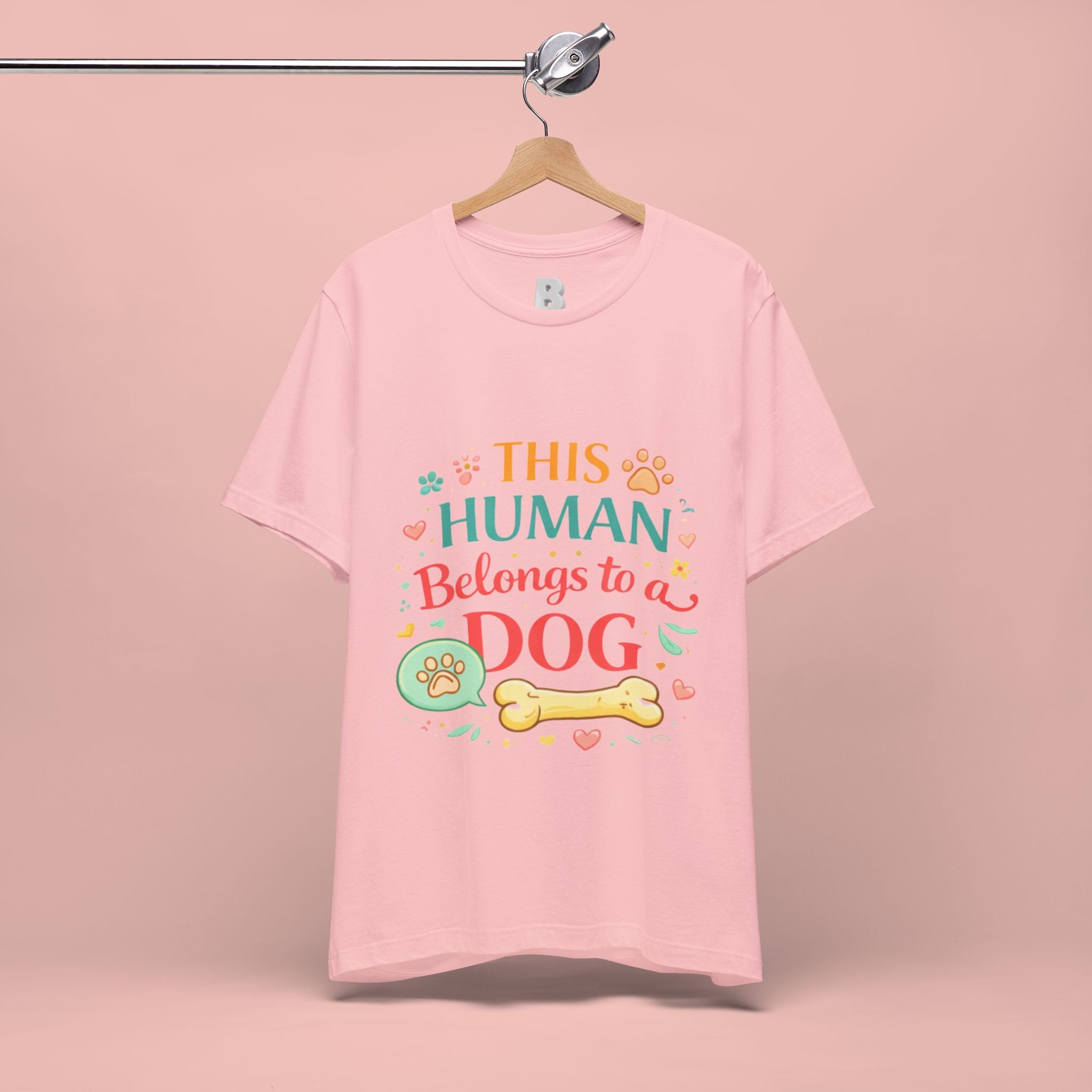 Dog Lover T-Shirt — "This Human Belongs to a Dog" Cute Paw Print Tee