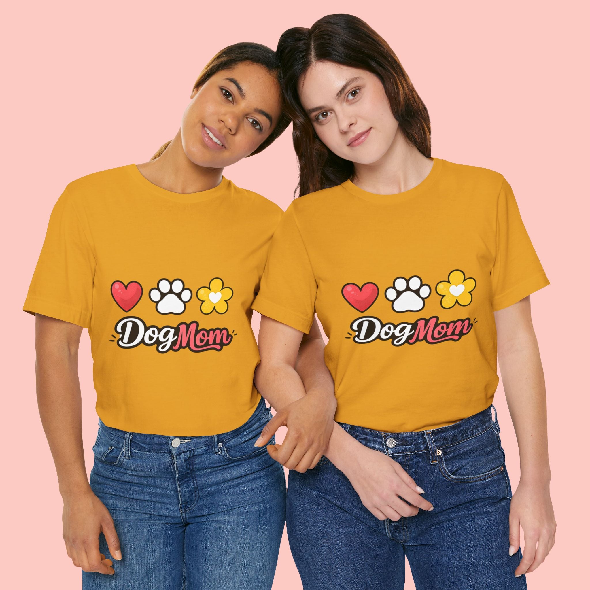 Dog Mom T-Shirt – Heart, Paw & Flower Graphic Tee