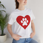 Pet Lover T-Shirt — Red Heart Paw Print Tee